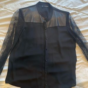 The Kooples lace and leather blouse